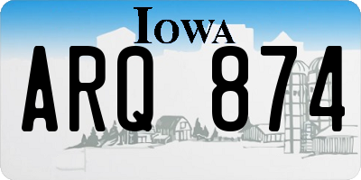 IA license plate ARQ874
