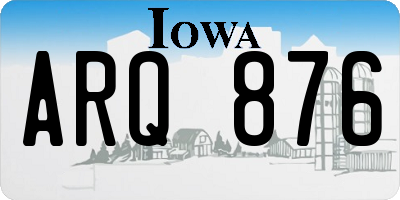 IA license plate ARQ876