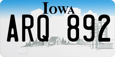 IA license plate ARQ892