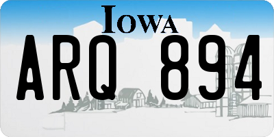 IA license plate ARQ894