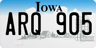 IA license plate ARQ905