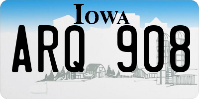 IA license plate ARQ908