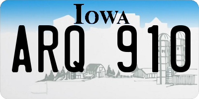 IA license plate ARQ910