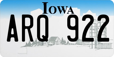 IA license plate ARQ922