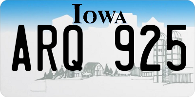 IA license plate ARQ925