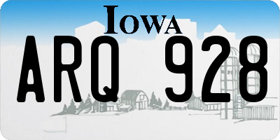 IA license plate ARQ928