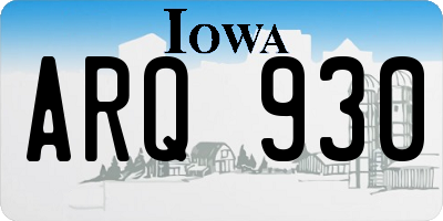 IA license plate ARQ930