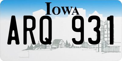 IA license plate ARQ931