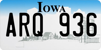 IA license plate ARQ936