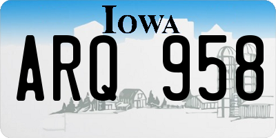 IA license plate ARQ958