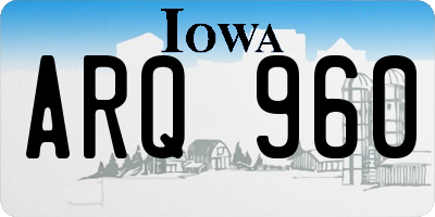 IA license plate ARQ960
