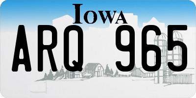IA license plate ARQ965