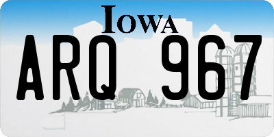 IA license plate ARQ967