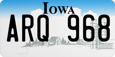 IA license plate ARQ968