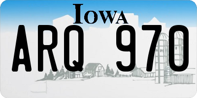 IA license plate ARQ970