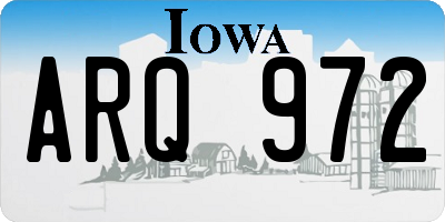 IA license plate ARQ972