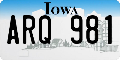 IA license plate ARQ981
