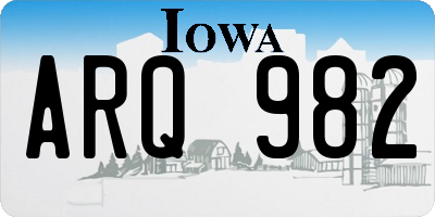 IA license plate ARQ982