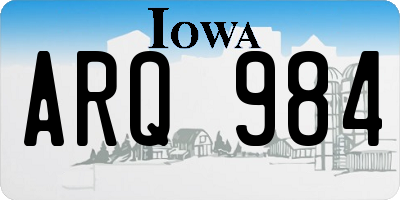 IA license plate ARQ984