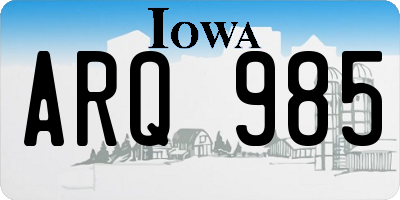 IA license plate ARQ985