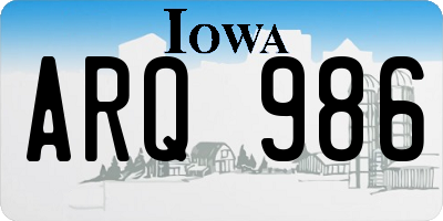 IA license plate ARQ986