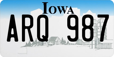 IA license plate ARQ987