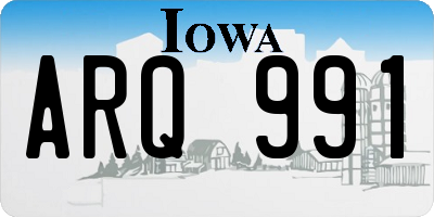 IA license plate ARQ991