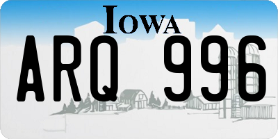 IA license plate ARQ996