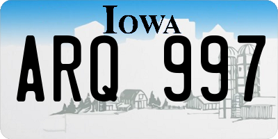 IA license plate ARQ997