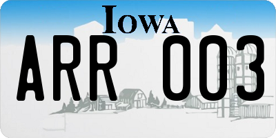 IA license plate ARR003
