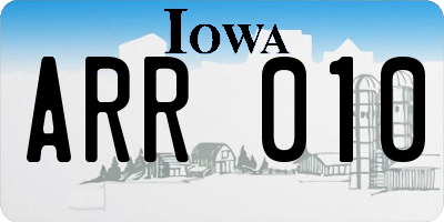 IA license plate ARR010