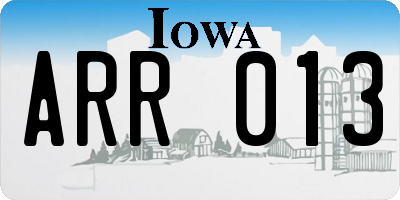 IA license plate ARR013