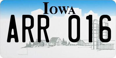 IA license plate ARR016