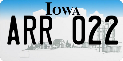 IA license plate ARR022