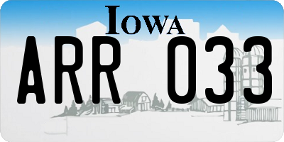 IA license plate ARR033