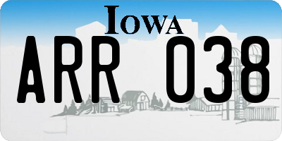 IA license plate ARR038