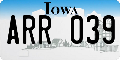 IA license plate ARR039