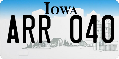 IA license plate ARR040