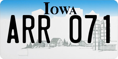 IA license plate ARR071