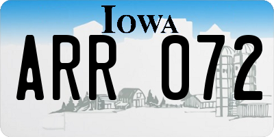 IA license plate ARR072