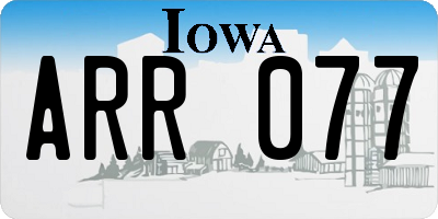 IA license plate ARR077