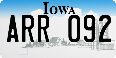 IA license plate ARR092