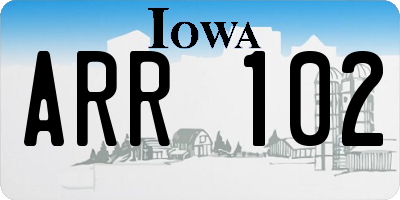 IA license plate ARR102