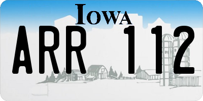 IA license plate ARR112