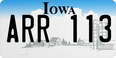 IA license plate ARR113