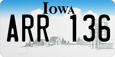 IA license plate ARR136
