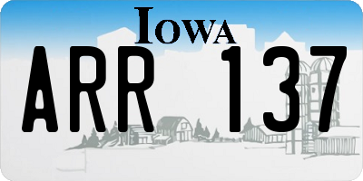 IA license plate ARR137