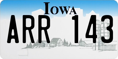 IA license plate ARR143
