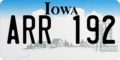 IA license plate ARR192