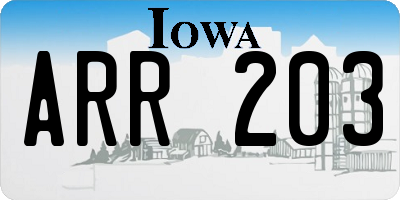 IA license plate ARR203
